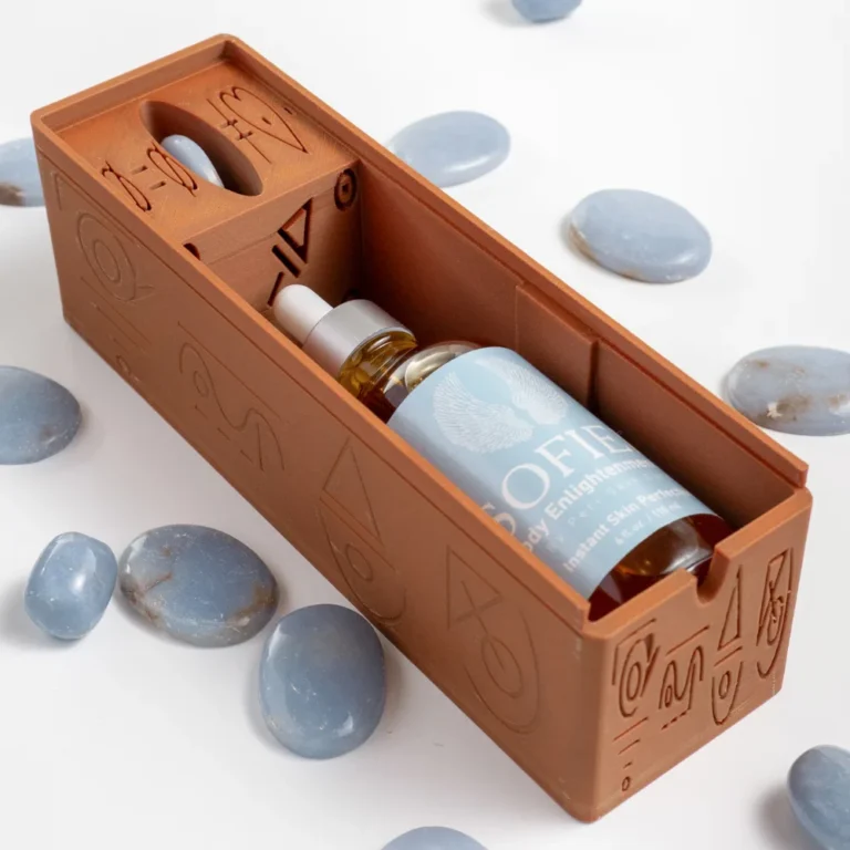 Sofiel Body Enlightenment Oil Housed Within a Sacred Angelite Altar